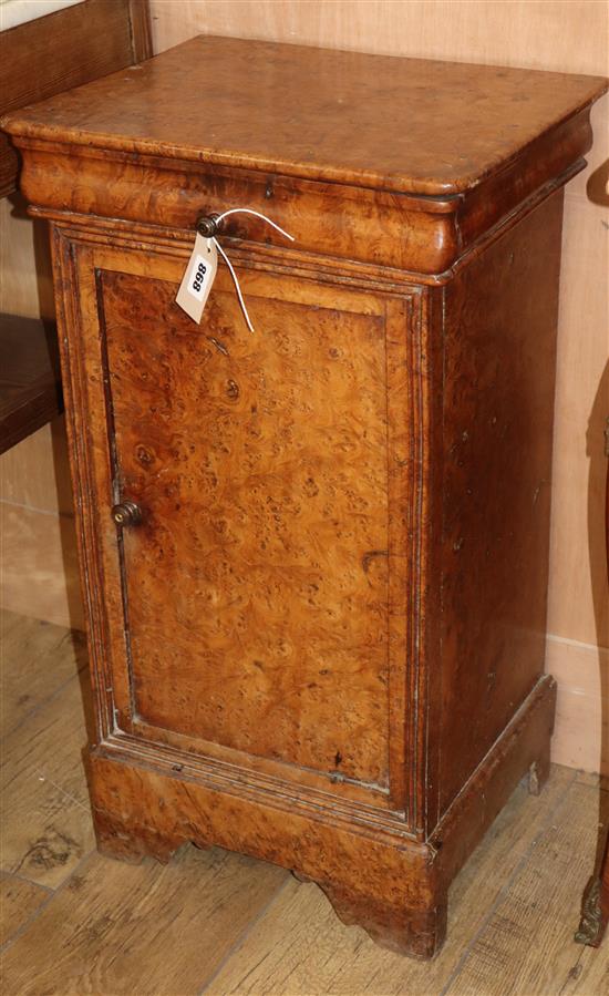 A 19th century birds eye maple bedside cabinet H.74cm